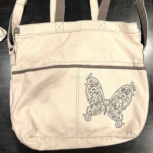 Thirty One Canvas Crossbody Embroidered Tote